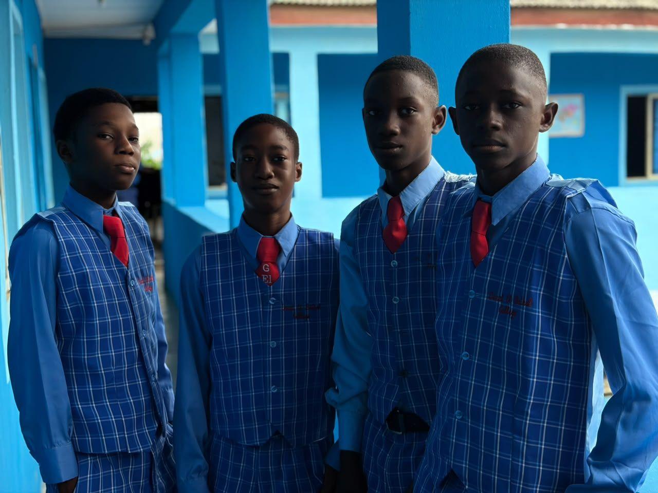 Senior students in uniform on the corridor