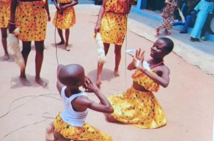 Pupils performing a traditional dance on Cultural Day